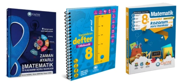 Çanta Yayıncılık 8. Sınıf Matematik Kazandıran Defter - Etkinlik Kazanım Soru Bankası ve Zaman Ayarlı Kazanım Soru Banka ürün görseli