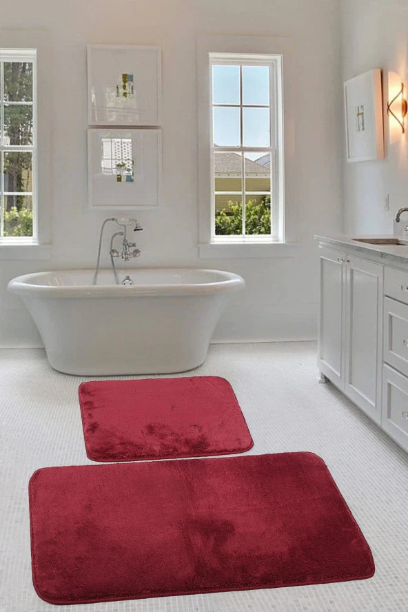 Relax Mürdüm Köşeli 60x100 + 50x60 cm 2li Pufidik Banyo Paspası Seti Kaymaz Klozet Takımı