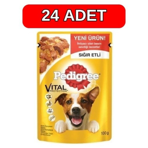 Pedigree 24 Adet Pouch Sığır Etli Ve Tavuklu Yetişkin Köpek Konservesi 100 gr