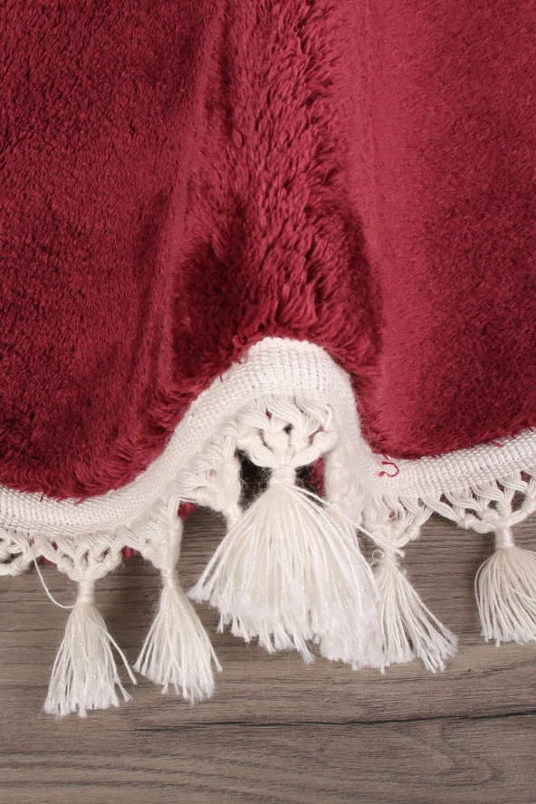 Relax Mürdüm Yuvarlak 120x120 Cm Ponpon Saçaklı Kaymaz Tabanlı Makinede Yıkanabilir Banyo Paspası - 3