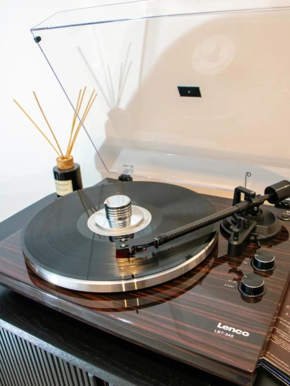 Lenco LBT-345WA - Bluetooth ve Ortofon 2M Kırmızı kartuşlu Pikap Plak Çalar Ceviz krom plak sabitleyici dahil - 7