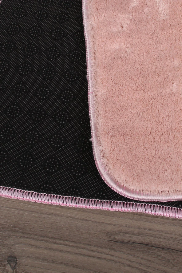 Relax Pudra Köşeli 60x100 + 50x60 cm 2li Pufidik Banyo Paspası Seti Kaymaz Klozet Takımı - 4