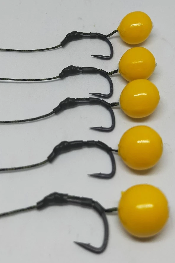 Batan Sarı Oval Boncuklu Hazır Rig Takımı (5 Li Set) - 5