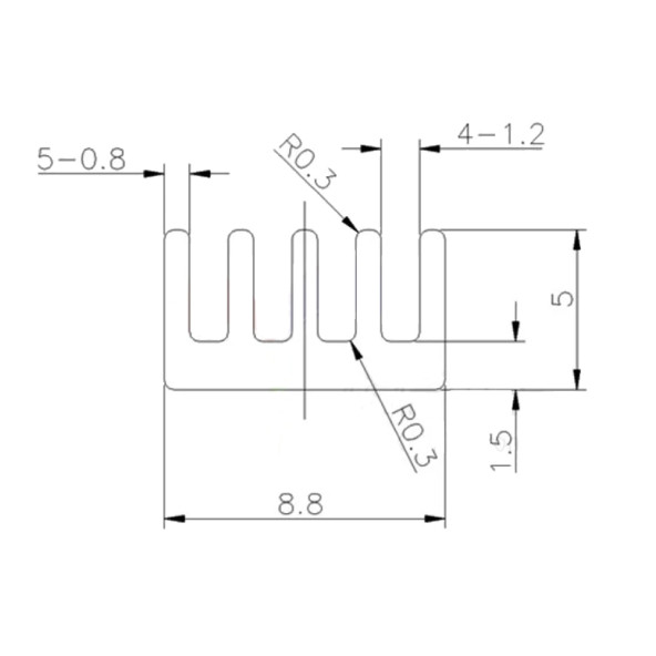 8.8mm x 8.8mm x 5mm Alüminyum Metal Soğutucu Blok Radyatör Amfi Led Entegre Transistor Vga Ram - 8