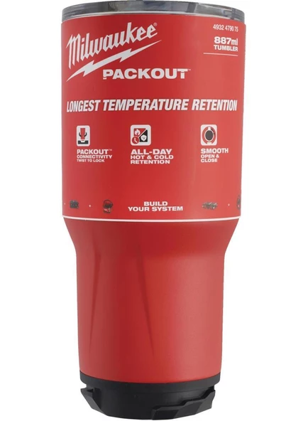 Milwaukee Packout Kırmızı Matara Bardak 887ml - 2