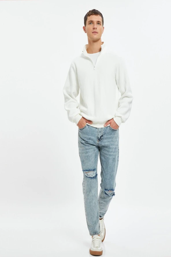 Erkek Açik Indigo Jeans