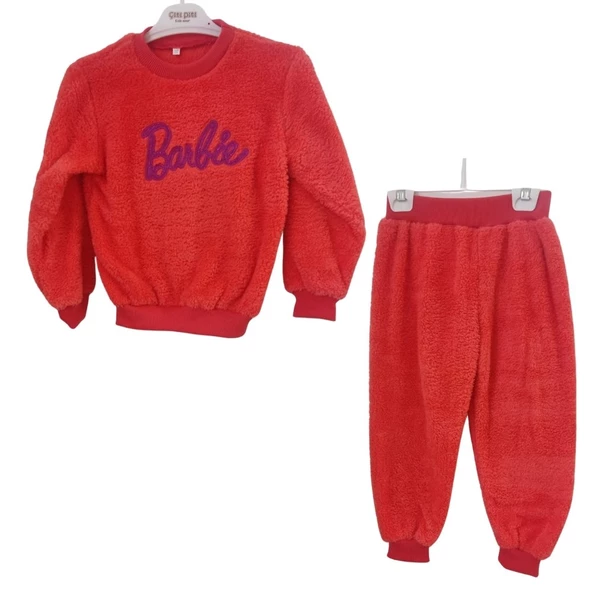 HAPPY FACE BARBİE DESENLİ PELUŞ KIZ ÇOCUK TAKIM - 3