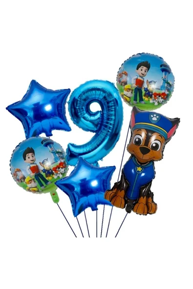 9 yaş paw patrol folyo balon seti 100 cm