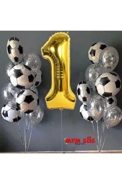 Parti 1 Yaş Rakam Gold Folyo Balon Seti
