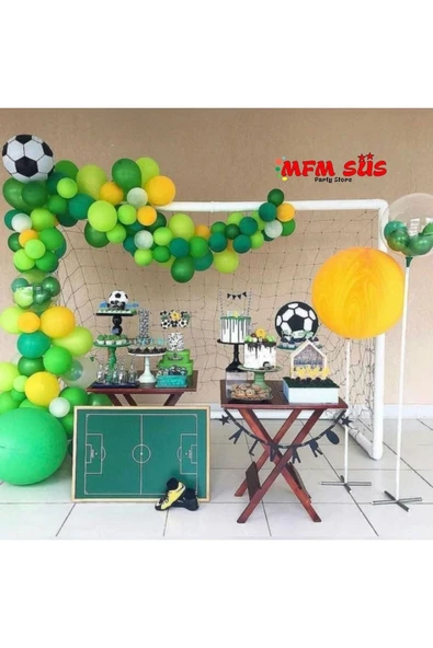 Parti Karışık Renk Zincir Futbol Top Folyo Balon Doğum Günü Seti