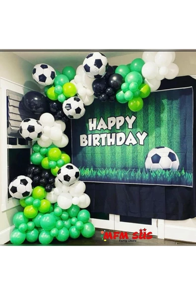 Parti Siyah Beyaz Futbol Taraftar Top Zincir Balon Seti