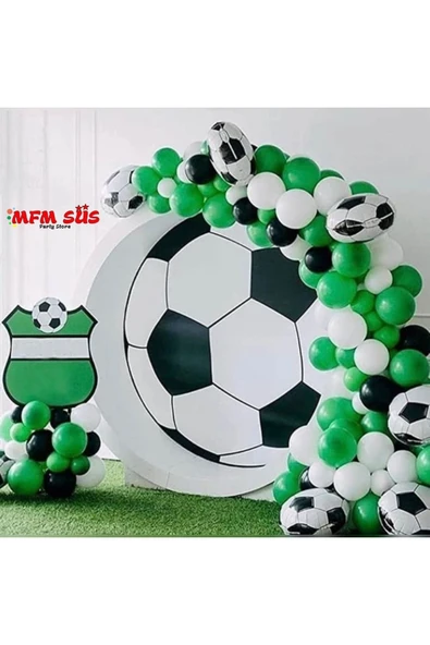 Parti Futbol Taraftar Yuvarlak Folyo Zincir Balon Doğum Günü Seti