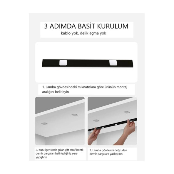 neeko Hareket Sensörlü - Dekoratif Gece Lambası - USB Şarjlı LED AYDINLATMA SİYAH KASA 30cm - 5