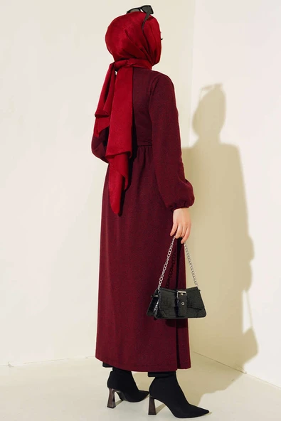 Hakim Yaka Balıksırtı Ferace Bordo - 3