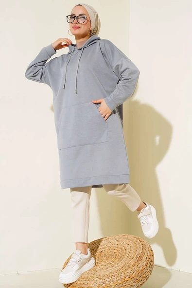 Kanguru Cepli Tunik Gri ürün görseli