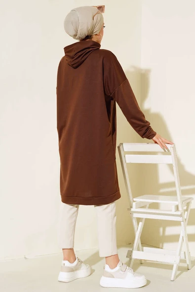 Kanguru Cepli Tunik Kahve - Resim 3