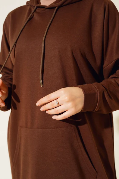 Kanguru Cepli Tunik Kahve - Resim 4