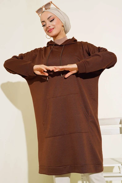 Kanguru Cepli Tunik Kahve - Resim 2