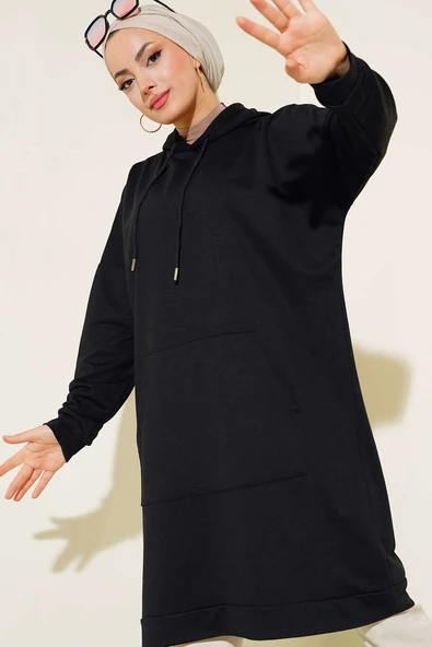 Kanguru Cepli Tunik Siyah - Resim 2