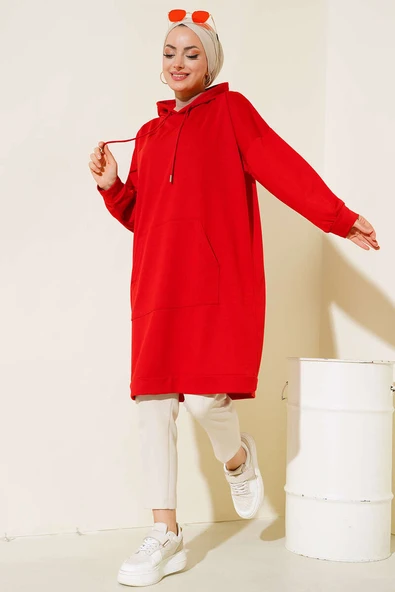 Kanguru Cepli Tunik Kırmızı ürün görseli