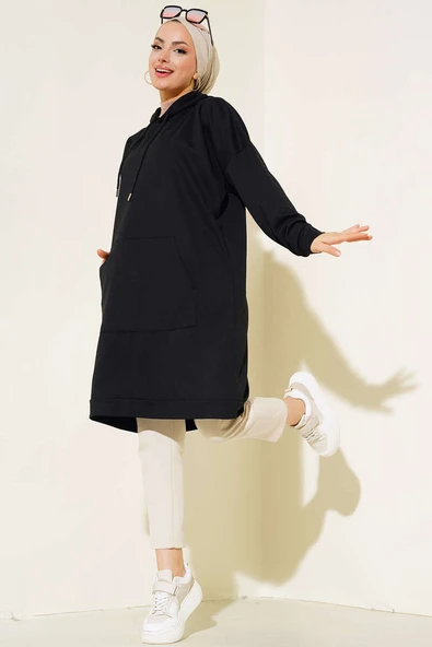 Kanguru Cepli Tunik Siyah ürün görseli