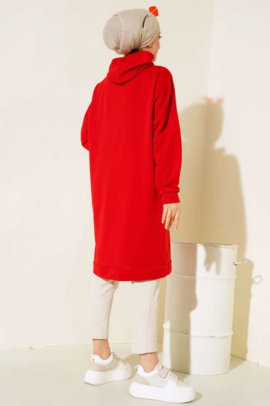 Kanguru Cepli Tunik Kırmızı - Resim 3