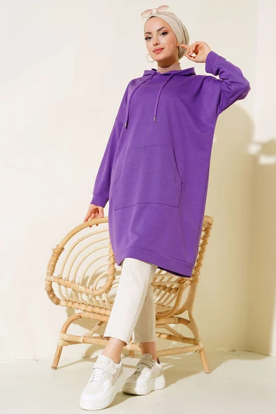 Kanguru Cepli Tunik Mor - Resim 2