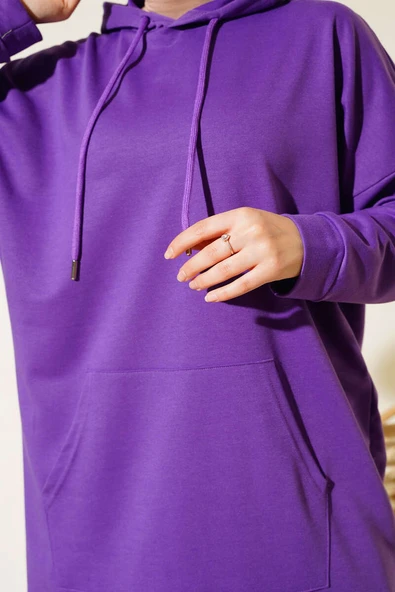 Kanguru Cepli Tunik Mor - Resim 4