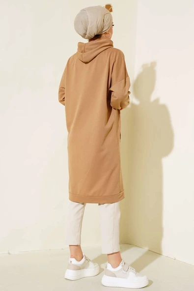 Kanguru Cepli Tunik Latte - Resim 3