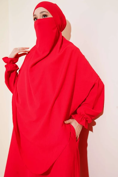 Peçeli Ferace Kırmızı - 2