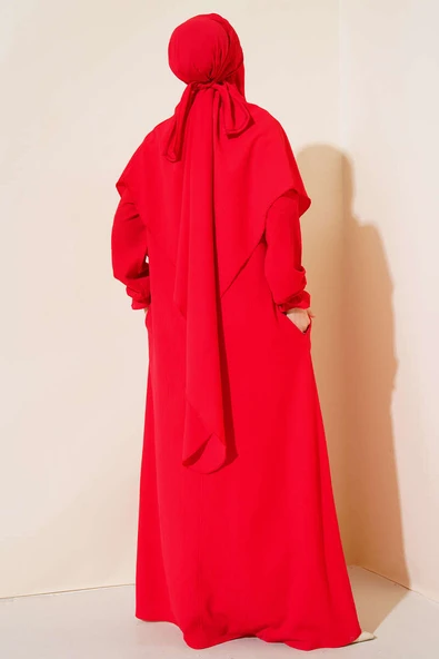 Peçeli Ferace Kırmızı - 3