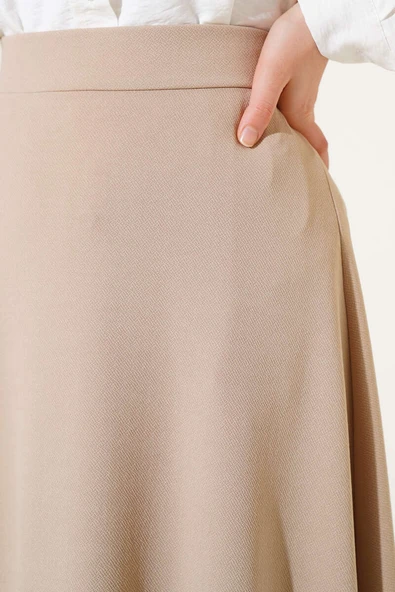 Düz Kloş Etek Bej - Resim 4