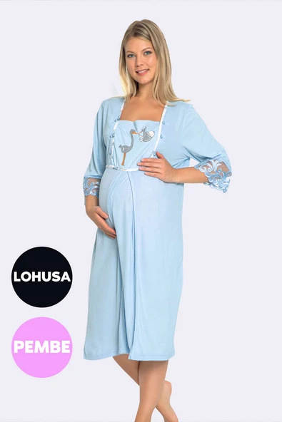 Desenli Gecelik Takım Pembe ürün görseli 1