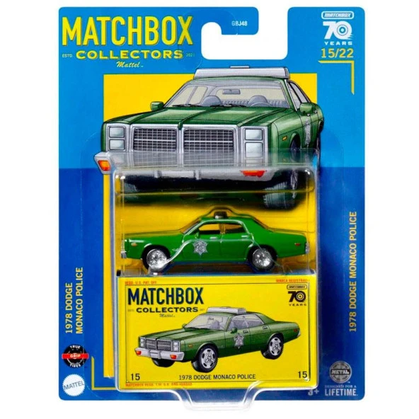 Matchbox Koleksiyon Araçları 70. Yıl Özel Seri GBJ48 - HLJ62 1978 DODGE MONACO POLICE - 3