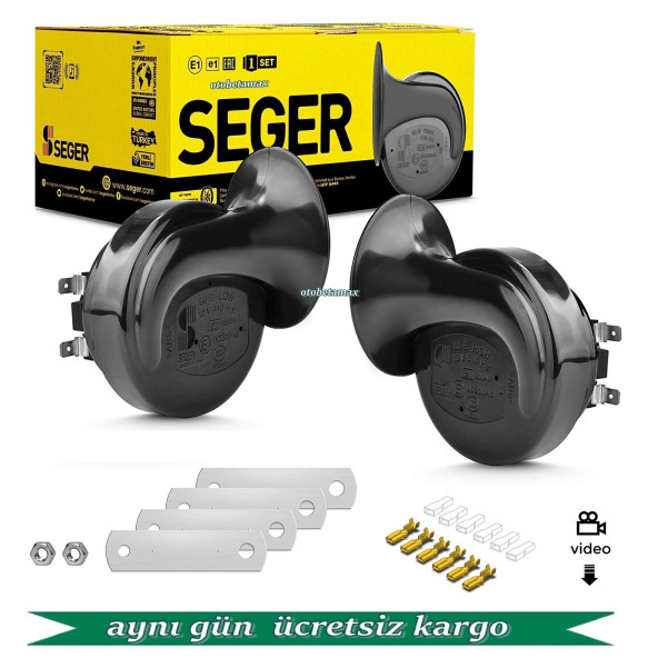 SEGER 12V. İKİ TERMİNAL DADAT KORNA SETİ, STANDART, No: 60BO12.000.02K, EAN: 8698520200530