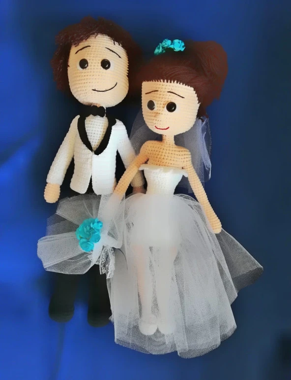 Gelin ve Damat Bebek Amigurumi Organik Oyuncak - 1