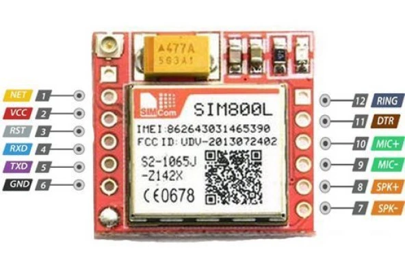 SIM800L Antenli Seri Haberleşmeli GSM GPRS Modülü (Çin Çipli-IMEI Kayıtlı Değil) - Resim 2