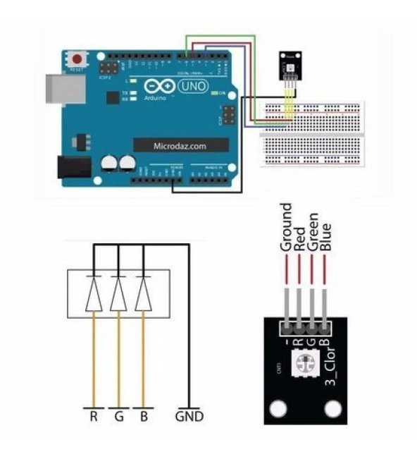 3 Renkli SMD RGB LED Modülü - Resim 2