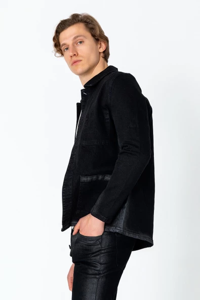 CEKMON Erkek Regular Fit Denim Dokuma Sade Rahat Kot Ceket - 3