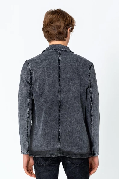 CEKMON Erkek Regular Fit Denim Dokuma Sade Rahat Kot Ceket - 9