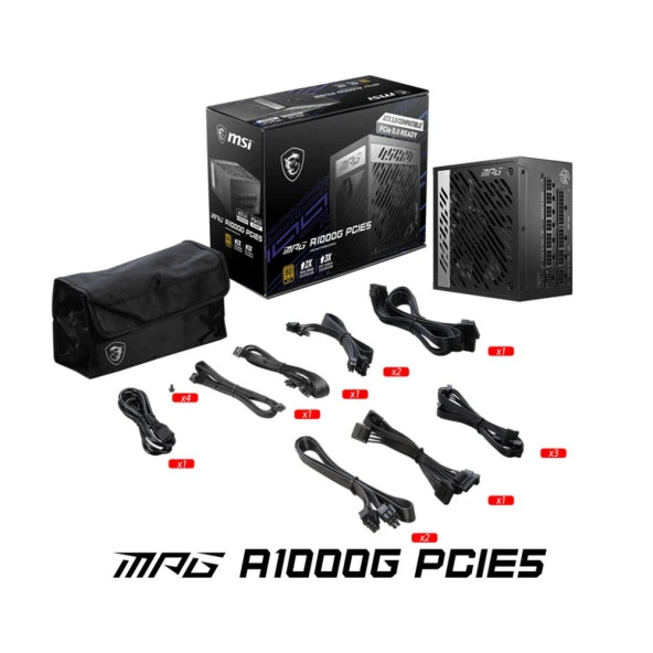MSI MAG A1000G PCIE5 1000W 80 Plus Gold Modüler ATX 3.0 PCIE 5.0 Güç Kaynağı - 10