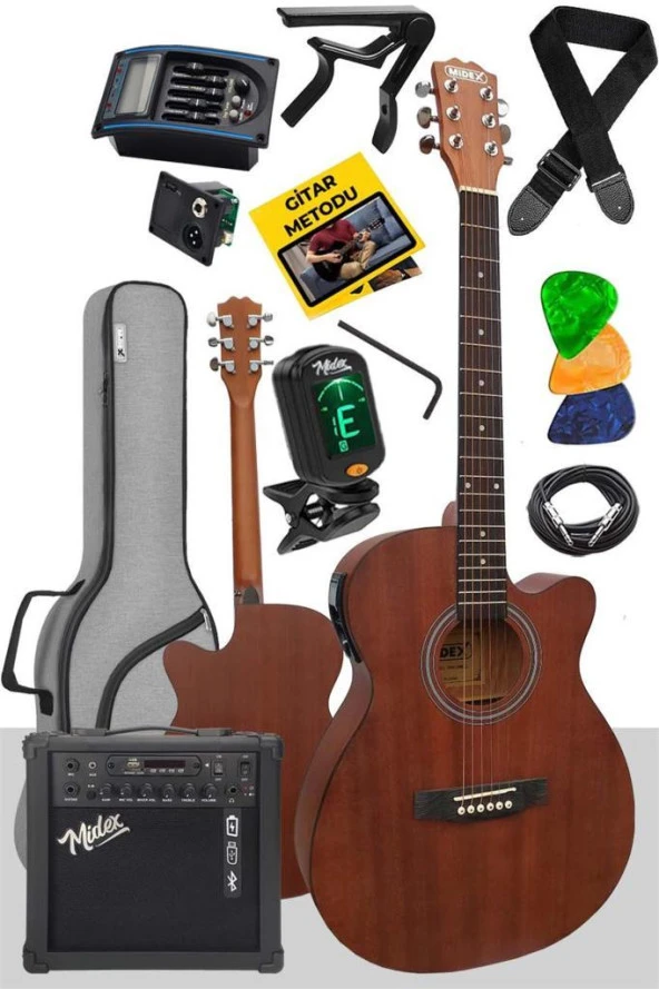 Midex Phx-188AMP Elektro Akustik Gitar 4/4 (Amfi GİGBAG Tuner Askı Capo Jak Kablo)