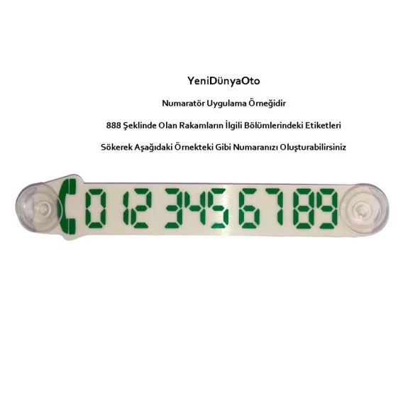 Araç Park Telefon Numaratörü Tel No Gösterici Numaratik Beyaz-Yeşil YDNMR015 - 2