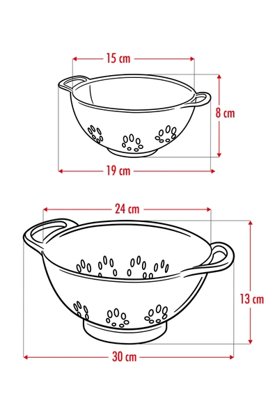 Akrilik Siyah 2 Li Süzgeç Seti ( Makarna & Pirinç Süzgeci ) - Resim 7