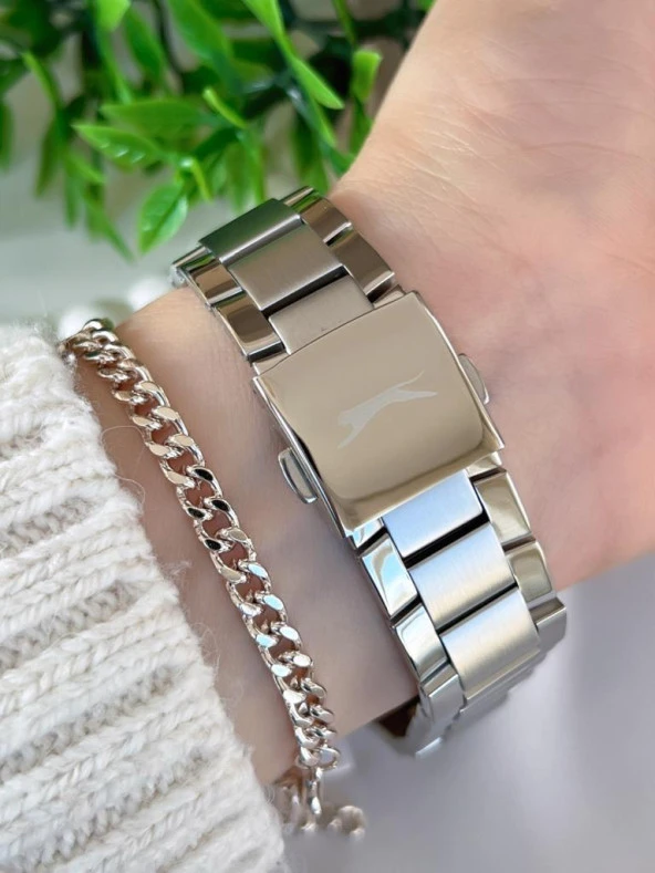 Slazenger Çelik Kordon 30 Mt Suya Dayanıklı Kadın Kol Saati+Bileklik BSL.09.2258.3.05 - Resim 3