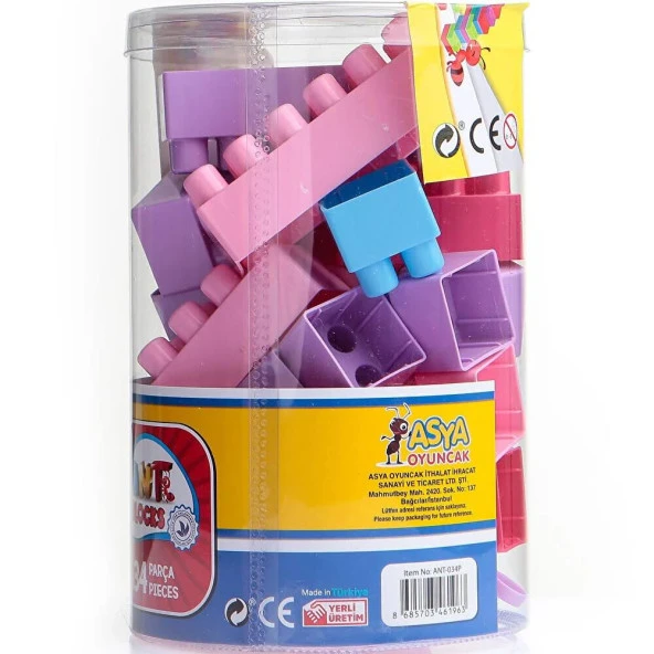 Asya Oyuncak Ant Blocks 34 Parça Pastel Renk ANT034-P