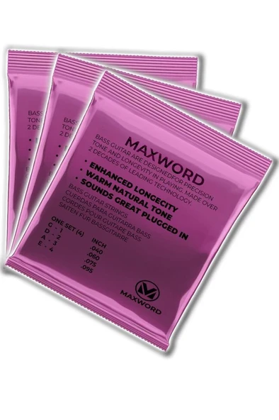 Maxword GT-Bass-3X Kaliteli Bas Gitar Teli 3 Takım Set - Resim 2