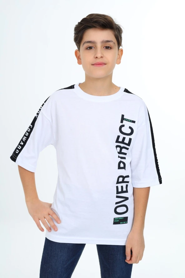 Erkek Çocuk Kol Şerit Garnili T-Shirt 9-14 Yaş Lx7063 - 2