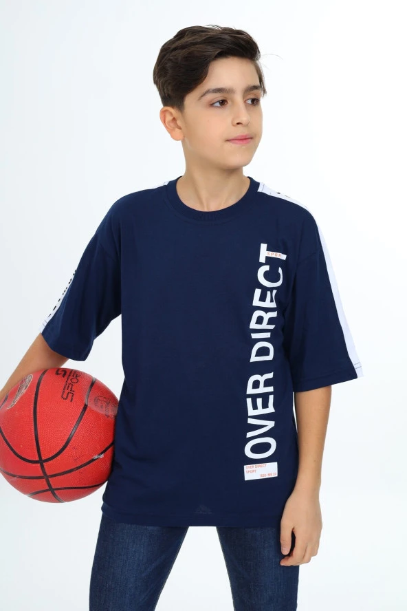 Erkek Çocuk Kol Şerit Garnili T-Shirt 9-14 Yaş Lx7063 - 4