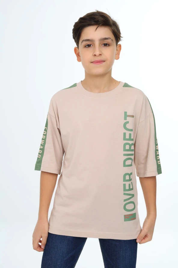Erkek Çocuk Kol Şerit Garnili T-Shirt 9-14 Yaş Lx7063 - 6